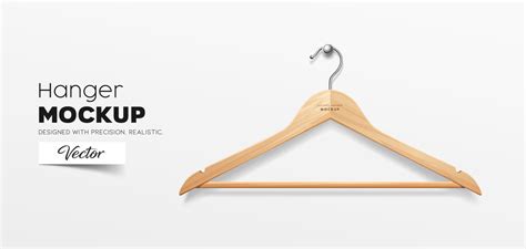 Clothes wooden hangers realistic, mockup template design isolated on ...