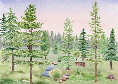 Watercolor trees for wallpaper :: Behance