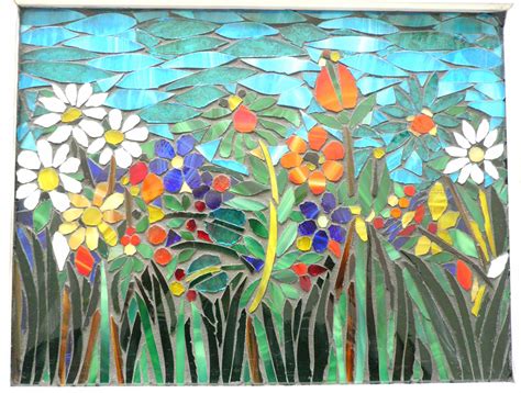 stained glass handmade flower garden Mosaic artwork. Art & Collectibles ...