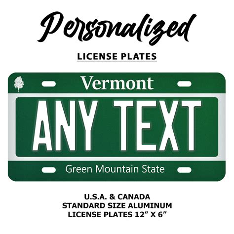 Custom Vermont License Plate Personalized Name All 50 - Etsy