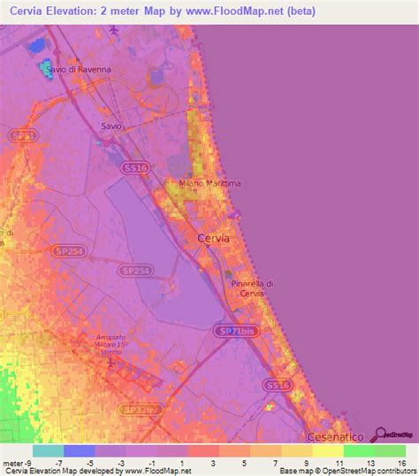 Elevation of Cervia,Italy Elevation Map, Topography, Contour