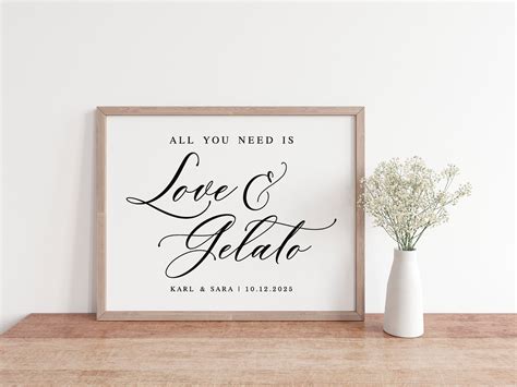 All You Need is Love and Gelato, Minimalist Wedding Printables, Wedding ...