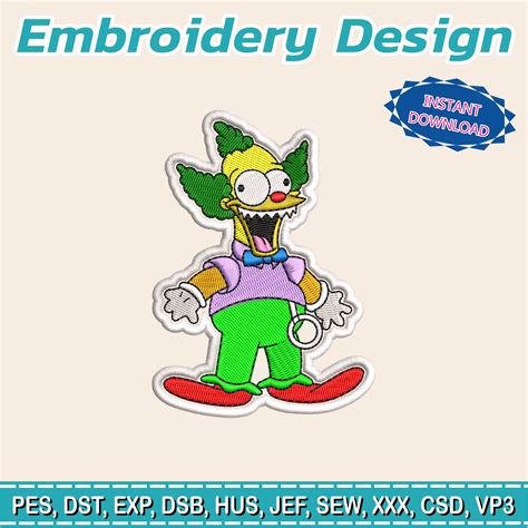 Embroidery design / Simpson / krusty clown / krusty doll / Embroidery file has been tested