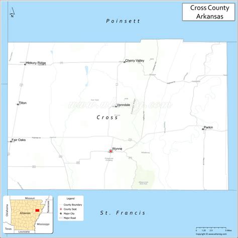 Map of Cross County, Arkansas