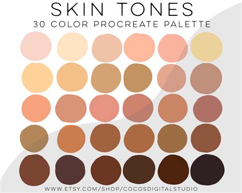 Skin Tones Color Palette Swatches Procreate Skin Tone Chart Colours | Unique Home Interior Ideas