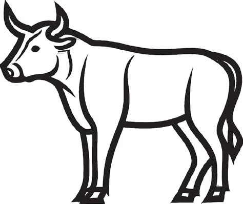 Premium Vector | A black and white drawing of a bull with a big nose.