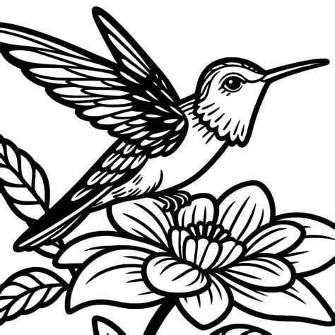 Nectar-drinking hummingbird coloring page Lulu Pages