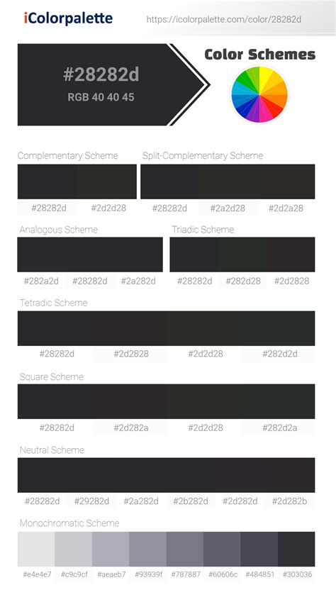 Pantone 19-4007 Tcx Anthracite Color | Hex color Code #28282D information | Hsl | Rgb | Pantone