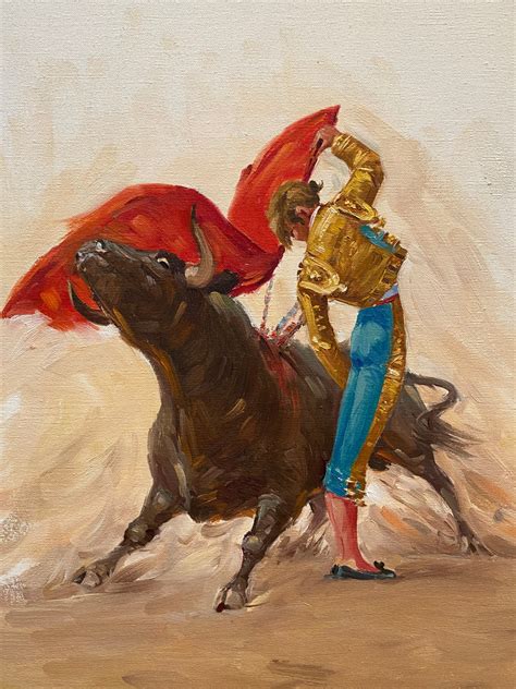 Porfirio Salinas - "El Cordobes" Spain Bullfighter - #2747 | Texas Art | Vintage Texas Paintings