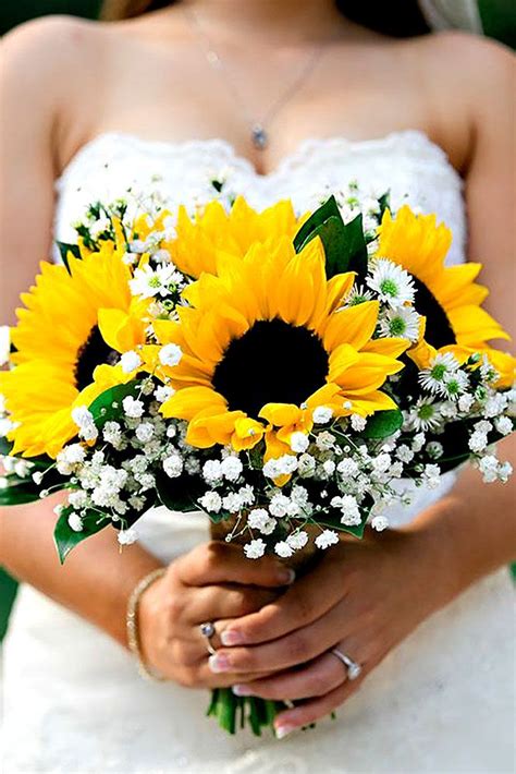 42 Brilliant Sunflower Wedding Bouquets For Happy Wedding | Sunflower wedding bouquet, Sunflower ...