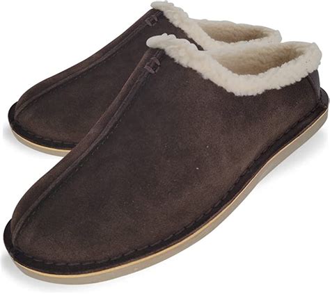 Clarks Men's Suede Leather Clog Slippers with Faux Shearling Collar Open Back Slip-Ons (13 M US ...