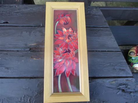 MOORCROFT POTTERY Ruby Red Pattern Framed Wall Tile / Plaque. Trail Piece £150.00 - PicClick UK