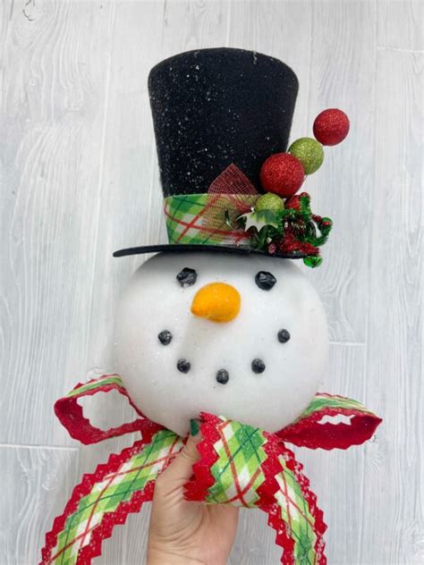 14" Snowman With Hat Tree Topper - Kelea's Florals