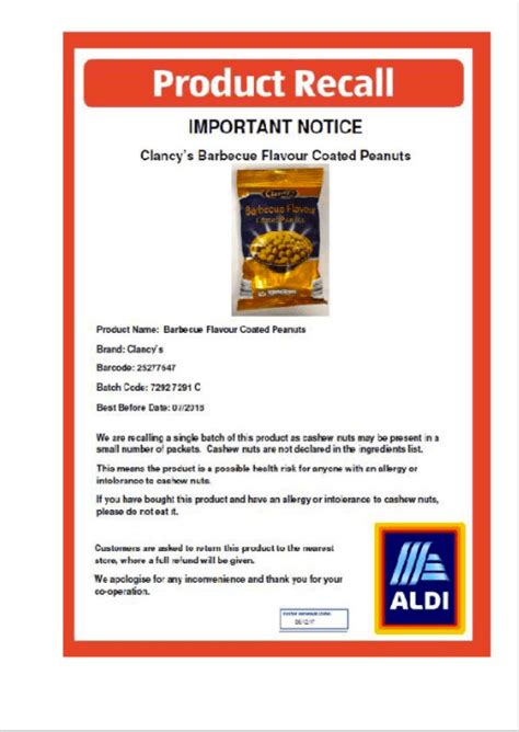 Aldi Recalls May 2024 - Lily Shelbi