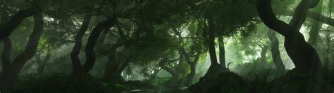 #multiple display, #forest, #river, #green | Wallpaper No. 311019 ...