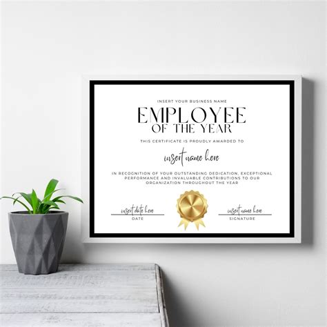 Employee of the Year Certificate Template, INSTANT DOWNLOAD, Employee ...