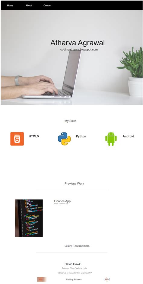 Portfolio Project Using HTML5 and CSS3 ~ Coding Atharva