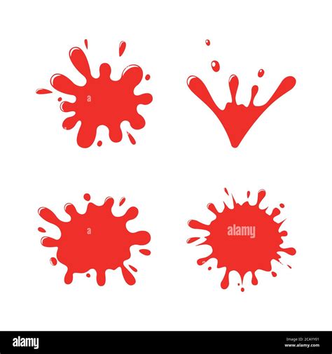 Collection of red paint splash. Vector set of brush strokes. Isolated on white background Stock ...