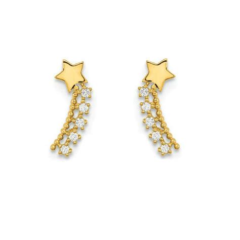 14K Yellow Gold Shooting Star Stud Earrings | The Jewelry Vine