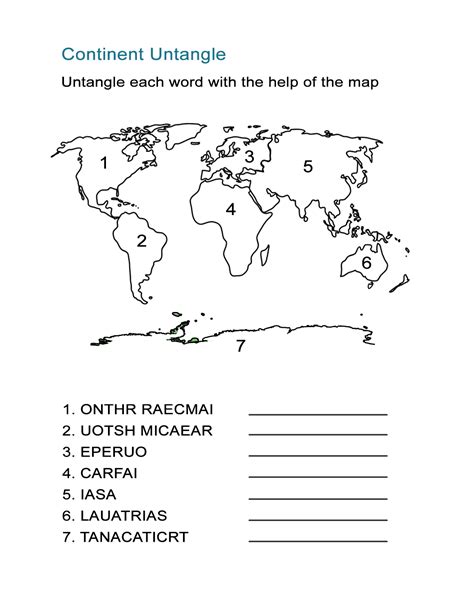 Free Labeling The Continents Worksheets