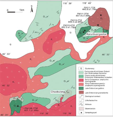 Simplified geological map of Late Ordovician intrusive rocks in East... | Download Scientific ...