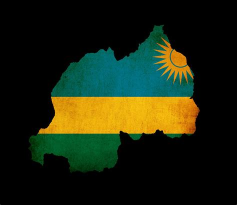 Map Outline Of Rwanda With Flag Grunge Paper Effect Photograph by Matthew Gibson