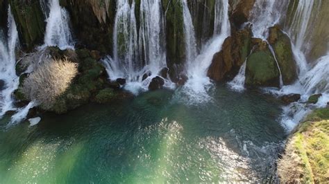 Premium Photo | Beautiful waterfall aerial view