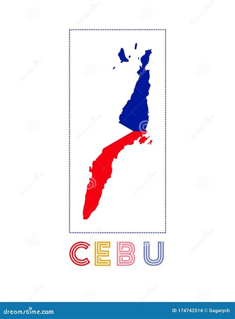 Cebu Logo. Map Of Cebu With Island Name And Flag. Vector Illustration ...