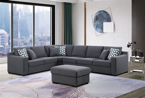 Buy Sectional Sofa Set 6-Seats Modular L-Shaped Couch Modern Fabric ...