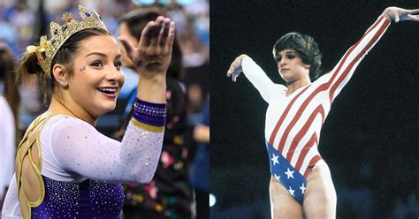 Mary Lou Retton cheers gymnast McKenna Kelley at NCAA finals