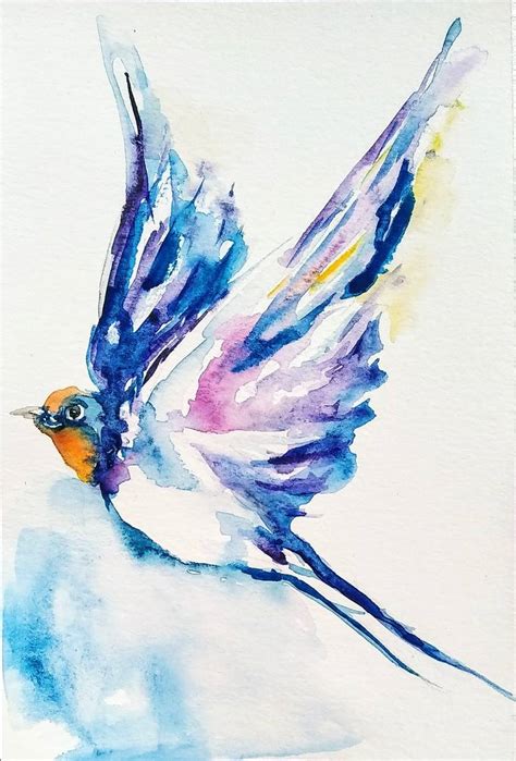 Bird flying Painting by Daniela Vasileva | Saatchi Art