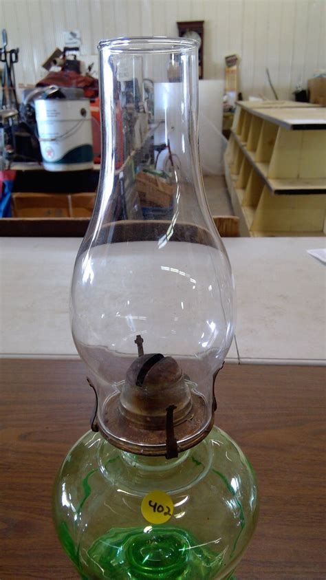 GREEN GLASS COAL OIL LAMP