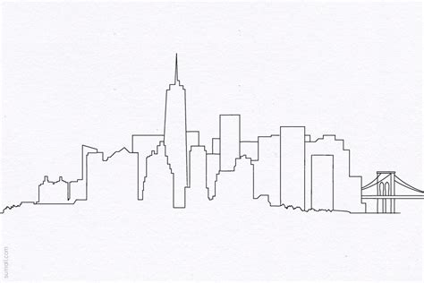 Skyline drawing, City drawing, New york drawing