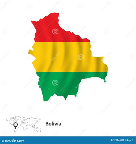 Map of Bolivia with flag stock vector. Illustration of world - 125148592