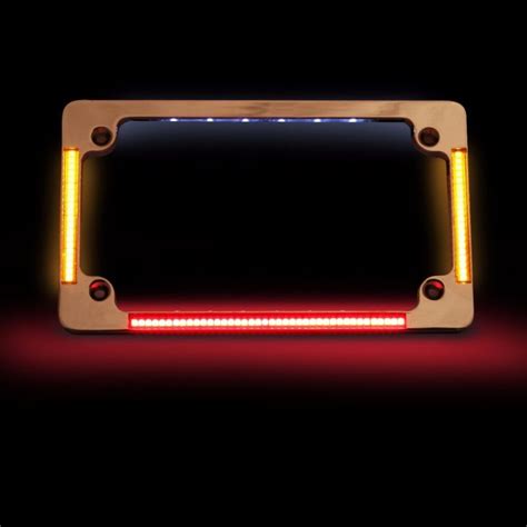 Quad Horizontal or Radius Motorcycle Plate Frame with Auxiliary LEDs ...