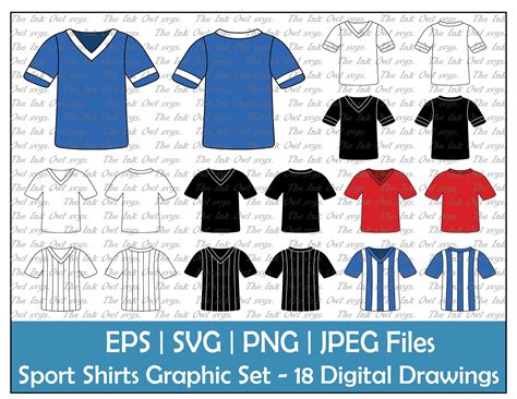 Sports Jersey T-shirt Clipart / Outline, Silhouette & Color Graphics / Front and Back / Plain ...