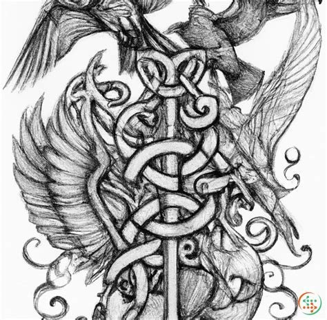 Pencil Drawing Of Tattoo With Runes And Odin And Two Ravens ...