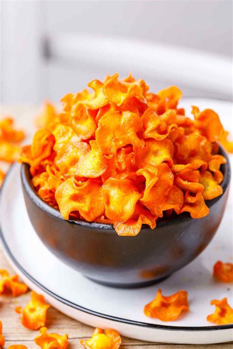 Oven Baked Sweet and Salty Roasted Carrot Chips - Healthy Substitute