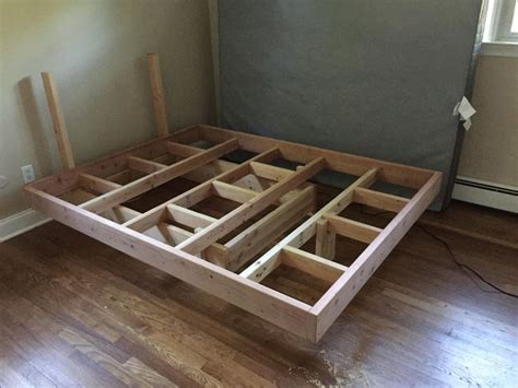 Completed assembly | Floating bed frame, Diy bed frame, Bed frame plans