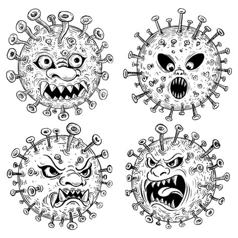 Premium Vector | Corona virus cartoon drawing, hand drawn illustration