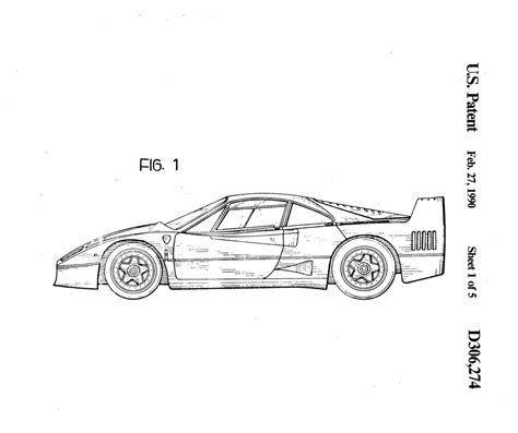 The Original Ferrari F40 Patent Drawings