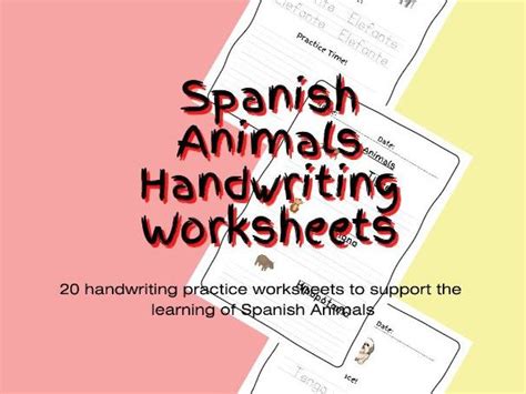 Spanish Animals Worksheets for Handwriting Practice | Teaching Resources