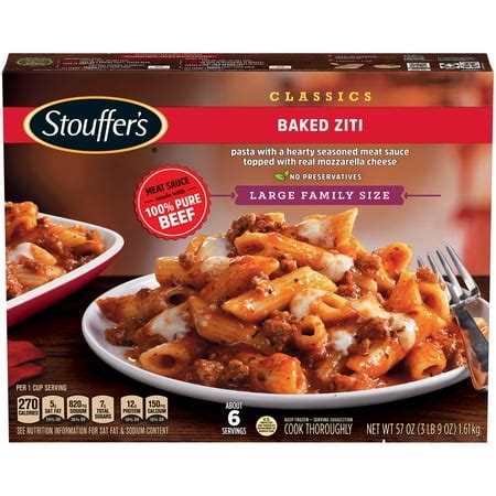 STOUFFER’S CLASSICS Baked Ziti, Large Family Size Frozen Meal - Walmart.com