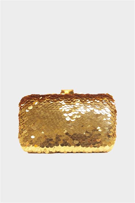 Large Sequin Clutch in Gold