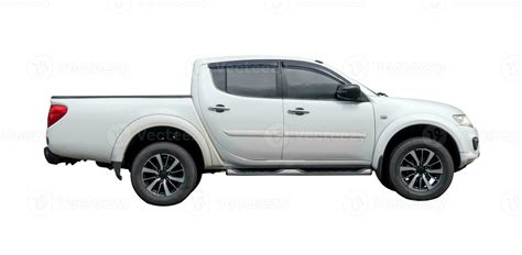 Luxurious white pickup truck isolated on white background with clipping path. Four door pickup ...