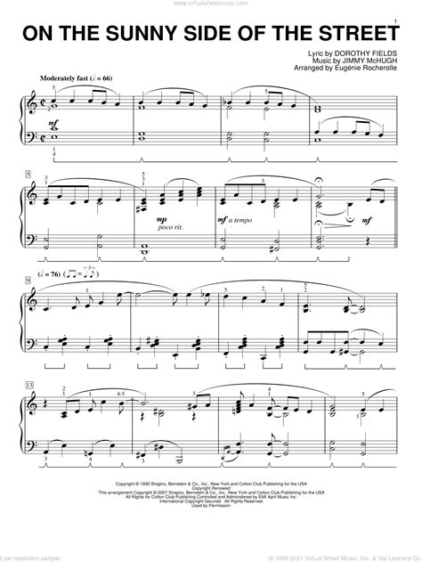 McHugh - On The Sunny Side Of The Street sheet music for piano solo