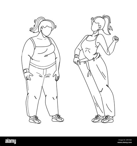 Loose Weight Woman Before And After Look Vector Stock Vector Image ...