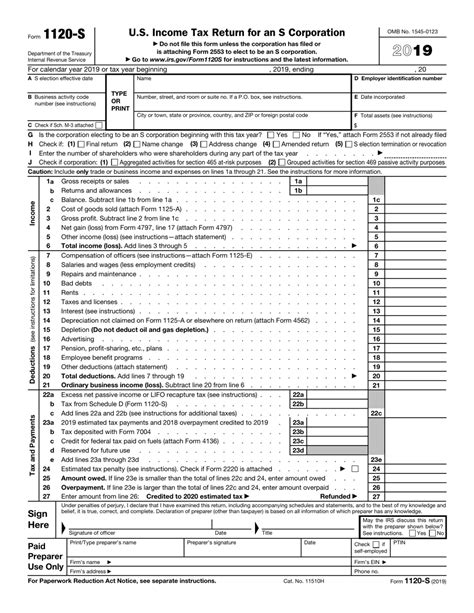 IRS Form 1120-S - 2019 - Fill Out, Sign Online and Download Fillable ...