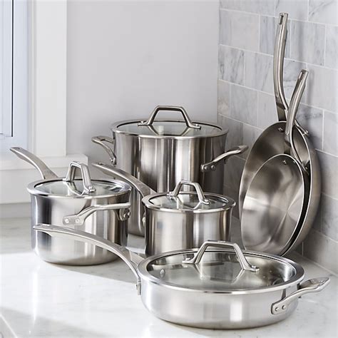 Calphalon ® Signature Stainless Steel 10-Piece Cookware Set with Double Bonus | Crate and Barrel