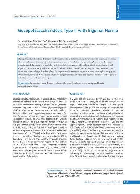 (PDF) Mucopolysaccharidosis Type II with Inguinal Hernia